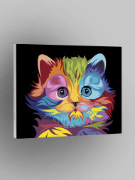 Картина по номерам &amp;quot;Разноцветный котик&amp;quot;