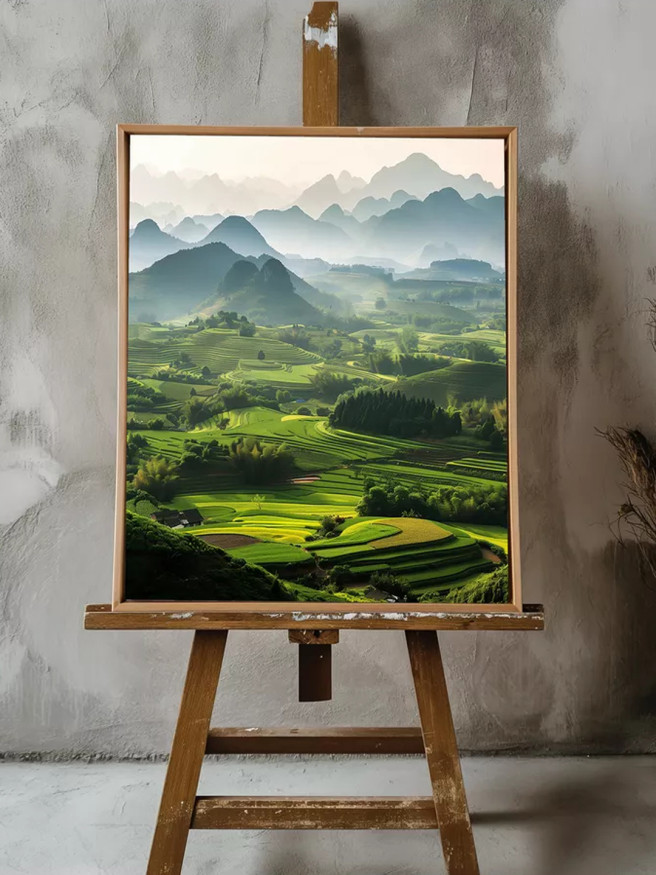 Постер на холсте &amp;quot;Туманные горы и зелёные террасы&amp;quot;