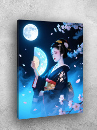 Holstga bosilgan poster &quot;To‘lin oy nurida geysha&quot;