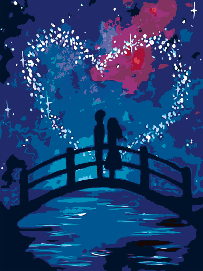 Картина по номерам &amp;quot;Влюблённые на мосту&amp;quot;