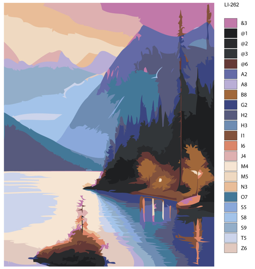 Raqamlar bo&amp;#039;yicha rasm &amp;quot;Tog&amp;#039;lardagi daryo&amp;quot;