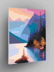 Raqamlar bo'yicha rasm "Tog'lardagi daryo"