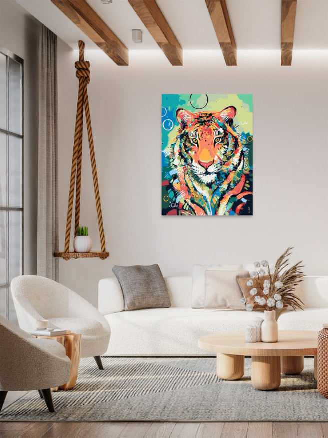 Картина по номерам &amp;quot;Цветастый тигр&amp;quot;