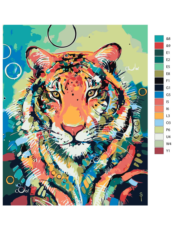 Картина по номерам &amp;quot;Цветастый тигр&amp;quot;