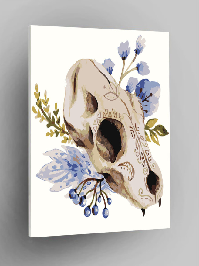 Картина по номерам &amp;quot;Череп животного в цветах&amp;quot;