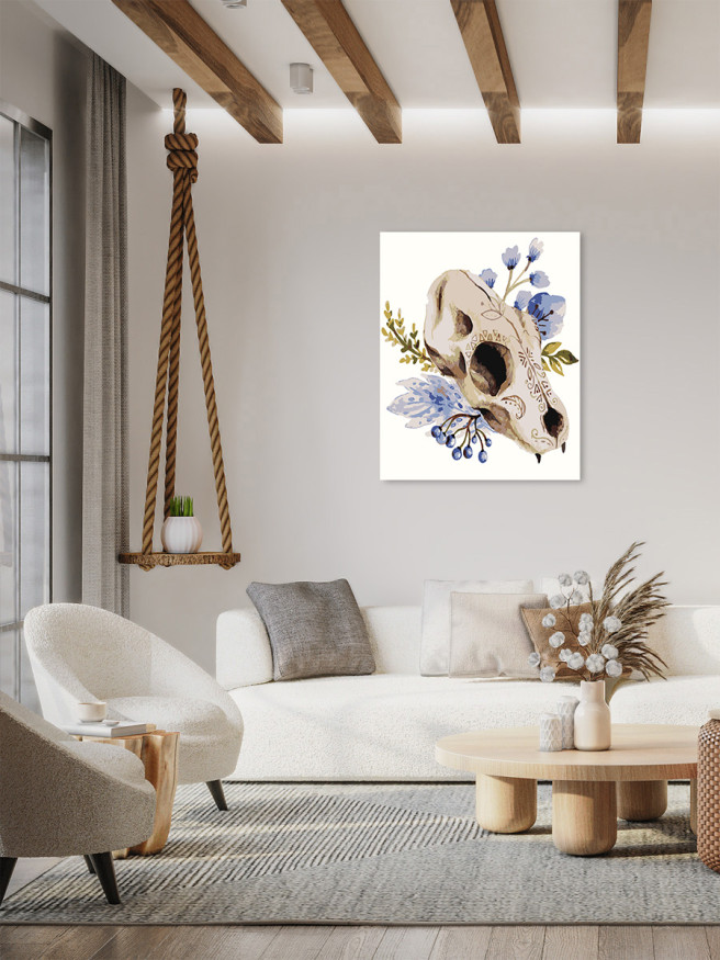 Картина по номерам &amp;quot;Череп животного в цветах&amp;quot;