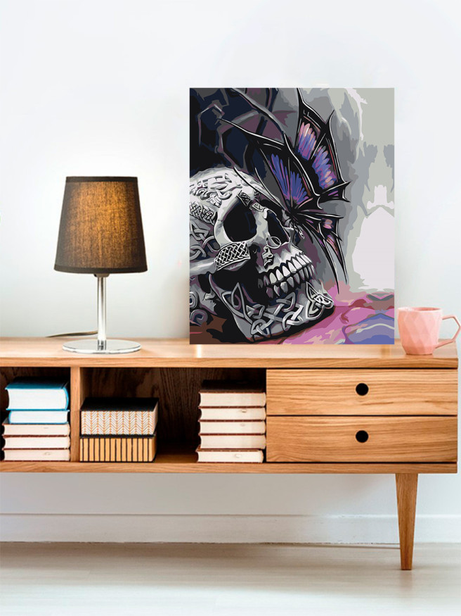 Картина по номерам &amp;quot;Череп с бабочкой&amp;quot;