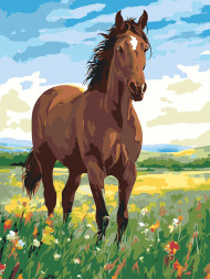 Raqamlar bo'yicha rasm "Daladagi ot"