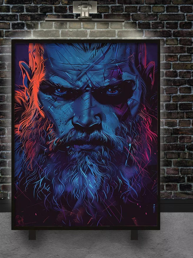 Постер на холсте &amp;quot;Неоновый воин с шрамами&amp;quot;