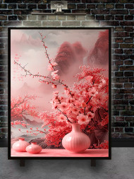 Holstga bosilgan poster &quot;Sharq tog‘laridagi sakura&quot;