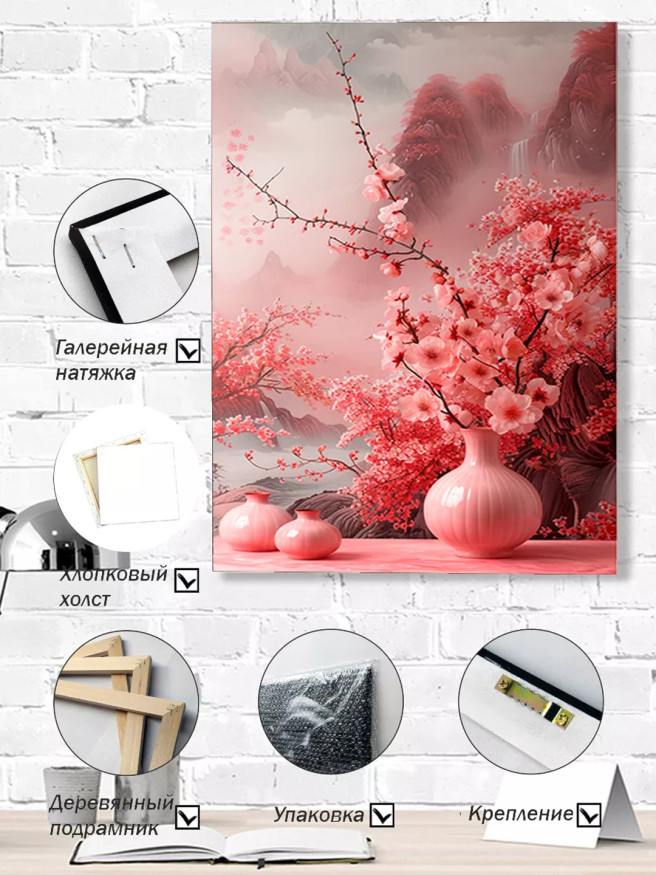 Постер на холсте &amp;quot;Сакура в горах Востока&amp;quot;