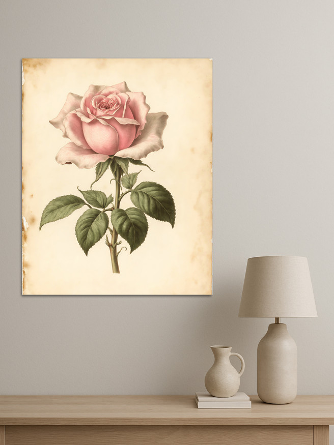 Постер на холсте &amp;quot;Винтажная розовая роза&amp;quot;