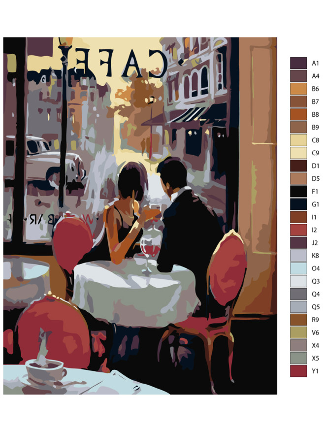 Raqamlar bo&amp;#039;yicha rasm &amp;quot;Kafeda uchrashuv&amp;quot;