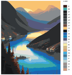 Raqamlar bo'yicha rasm "Vodiydagi daryo"