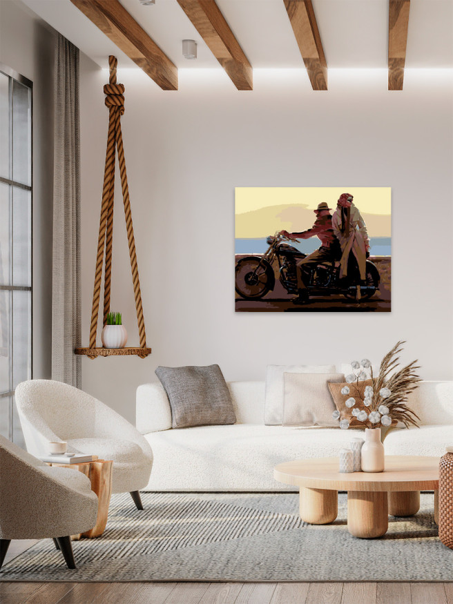 Raqamlar bo&amp;#039;yicha rasm &amp;quot;Motosikldagi juftlik&amp;quot;