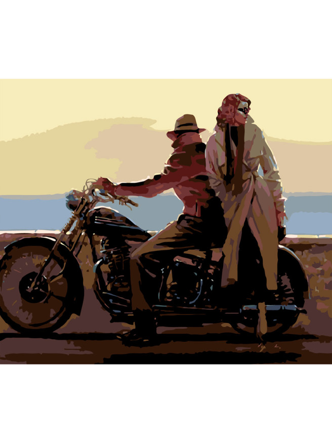 Raqamlar bo&amp;#039;yicha rasm &amp;quot;Motosikldagi juftlik&amp;quot;