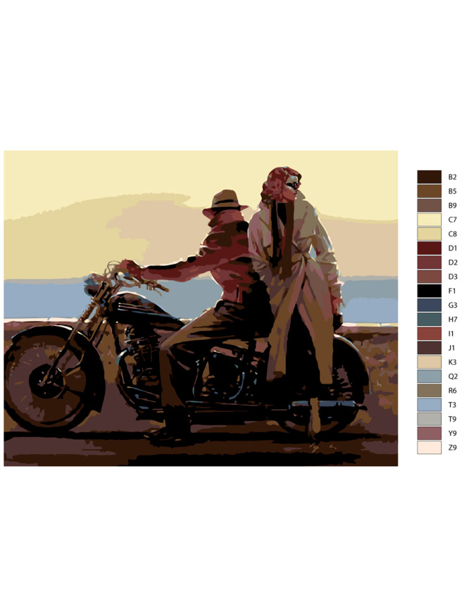 Raqamlar bo&amp;#039;yicha rasm &amp;quot;Motosikldagi juftlik&amp;quot;