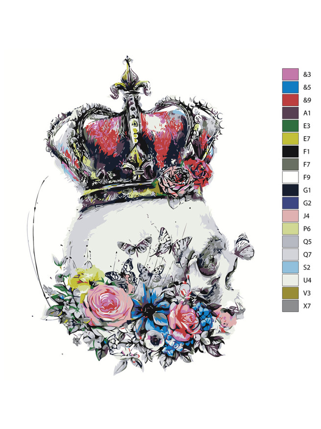 Картина по номерам &amp;quot;Череп человека в шапке с цветами&amp;quot;