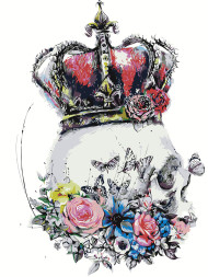 Картина по номерам &amp;quot;Череп человека в шапке с цветами&amp;quot;