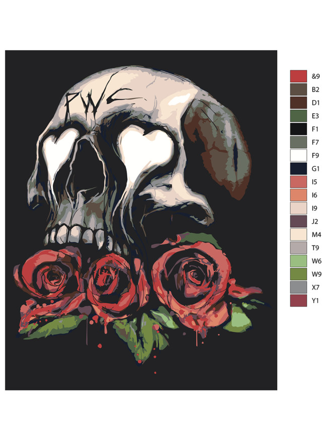 Raqamlar bo&amp;#039;yicha rasm &amp;quot;Gullar bilan bosh suyagi&amp;quot;