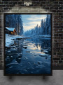 Постер на холсте &amp;quot;Зимний вечер у реки&amp;quot;