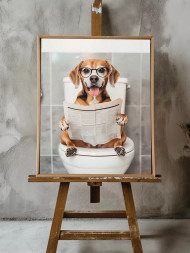 Holstga bosilgan poster &quot;Gazeta o‘qiyotgan itning tongi&quot;