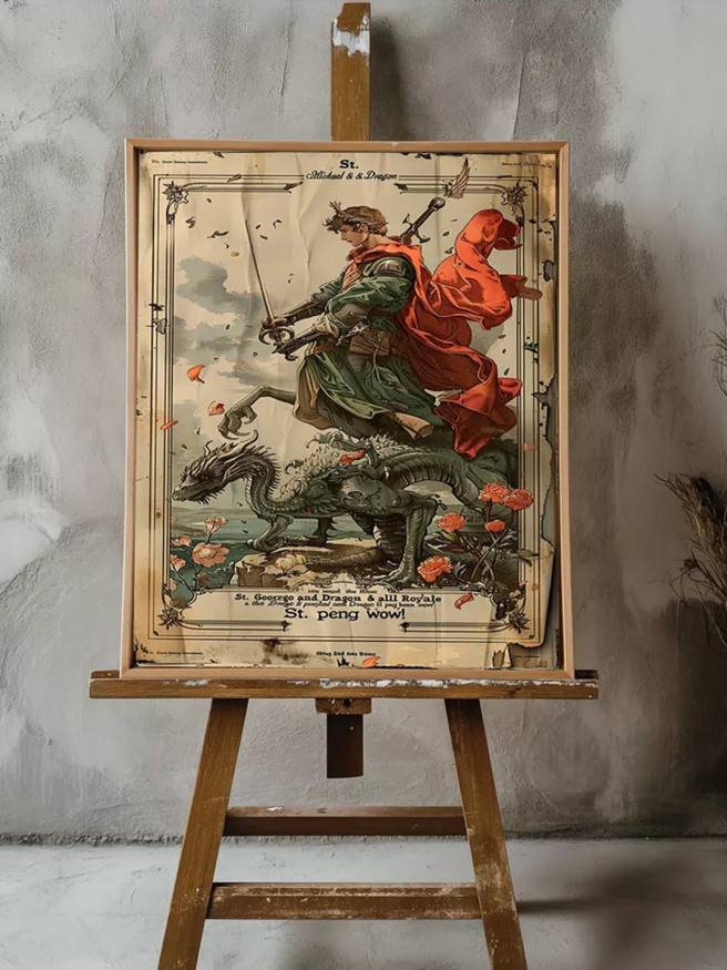 Holstga bosilgan poster &amp;quot;Avliyo va ajdaho&amp;quot;