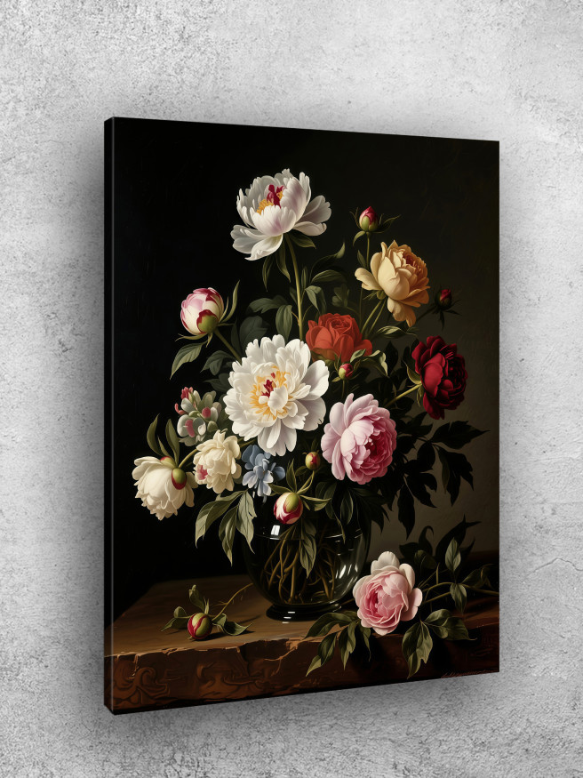Постер на холсте &amp;quot;Пышный букет пионов в вазе&amp;quot;