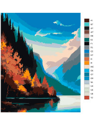 Raqamlar bo'yicha rasm "Daryo va o'rmon"