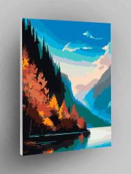 Raqamlar bo'yicha rasm "Daryo va o'rmon"