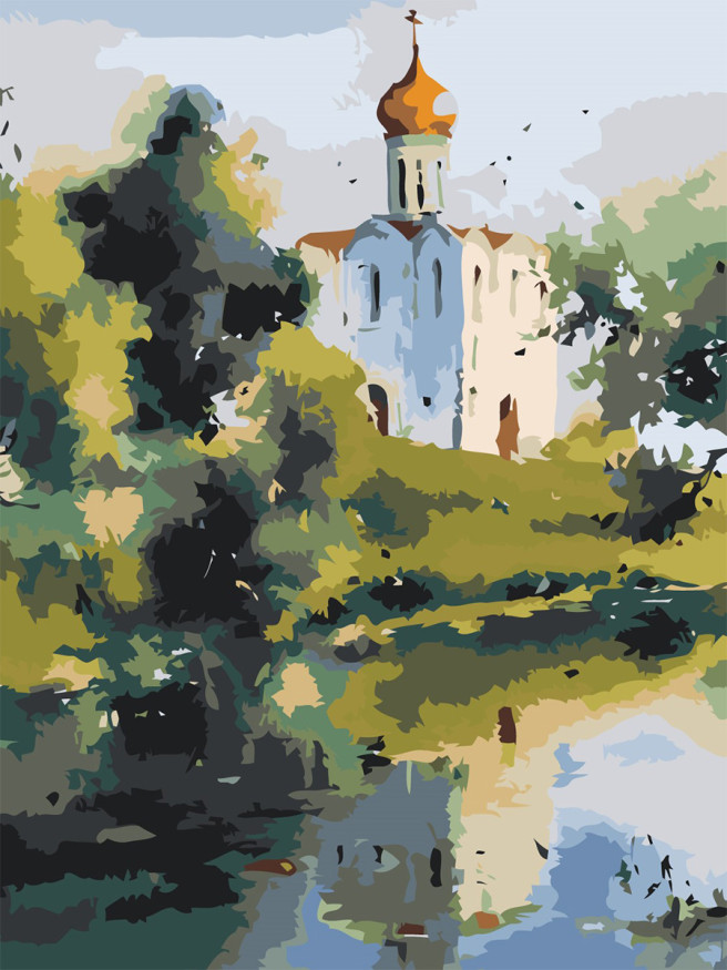 Raqamlar bo&amp;#039;yicha rasm &amp;quot;Ko&amp;#039;l bo&amp;#039;yidagi cherkov&amp;quot;