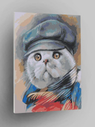Картина по номерам &amp;quot;Котик в шапочке&amp;quot;