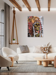 Картина по номерам &amp;quot;Индиец в шкуре животного&amp;quot;