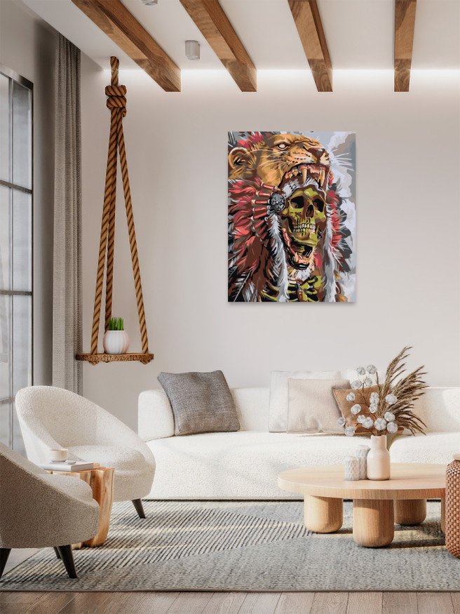 Картина по номерам &amp;quot;Индиец в шкуре животного&amp;quot;