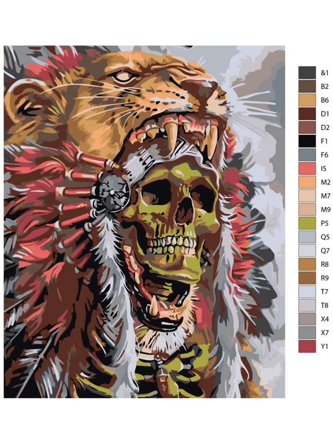 Картина по номерам &amp;quot;Индиец в шкуре животного&amp;quot;