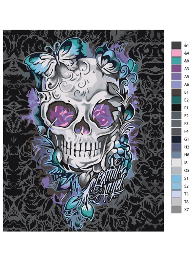 Картина по номерам &amp;quot;Череп с бабочкой&amp;quot;