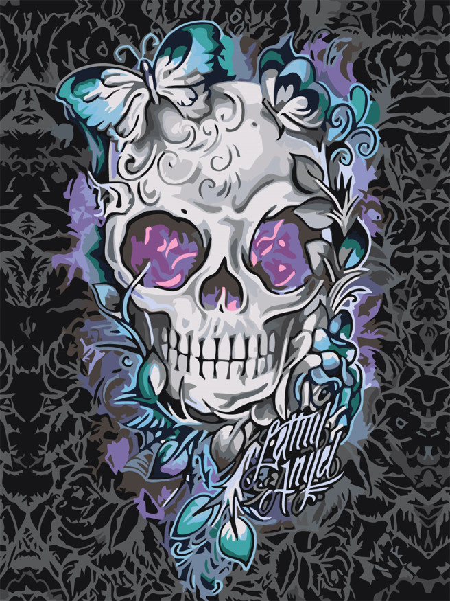 Картина по номерам &amp;quot;Череп с бабочкой&amp;quot;