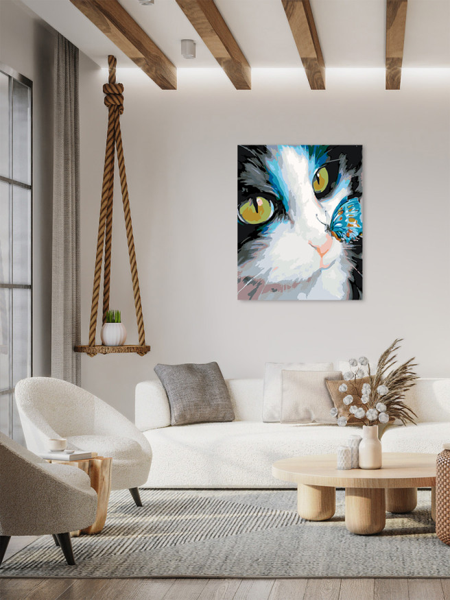 Картина по номерам &amp;quot;Котик с бабочкой&amp;quot;