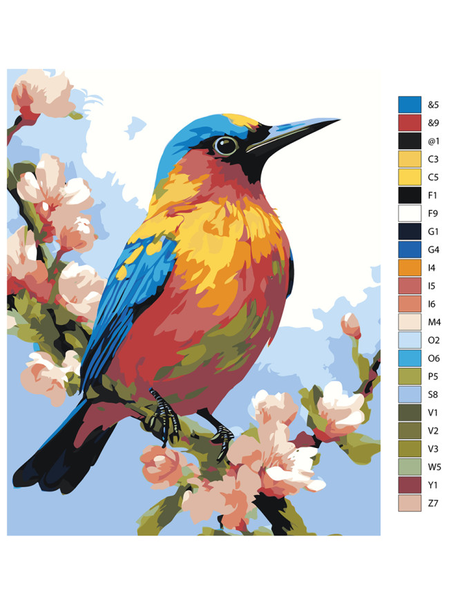 Картина по номерам &amp;quot;Птичка в цветах&amp;quot;