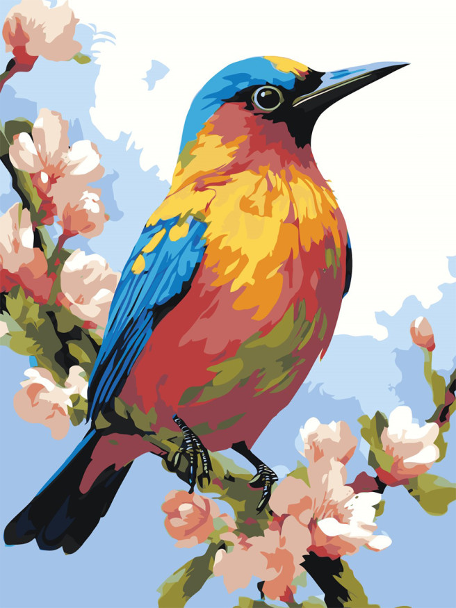 Картина по номерам &amp;quot;Птичка в цветах&amp;quot;