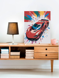 Raqamlar bo&#039;yicha rasm &quot;Qizil poyga mashinasi&quot;