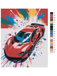 Raqamlar bo&#039;yicha rasm &quot;Qizil poyga mashinasi&quot;