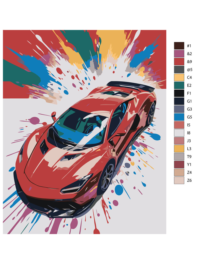 Raqamlar bo&amp;#039;yicha rasm &amp;quot;Qizil poyga mashinasi&amp;quot;
