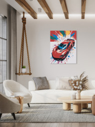 Raqamlar bo&#039;yicha rasm &quot;Qizil poyga mashinasi&quot;