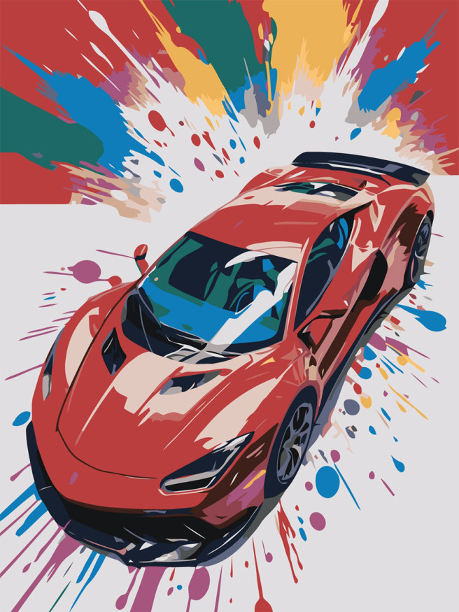 Raqamlar bo&amp;#039;yicha rasm &amp;quot;Qizil poyga mashinasi&amp;quot;