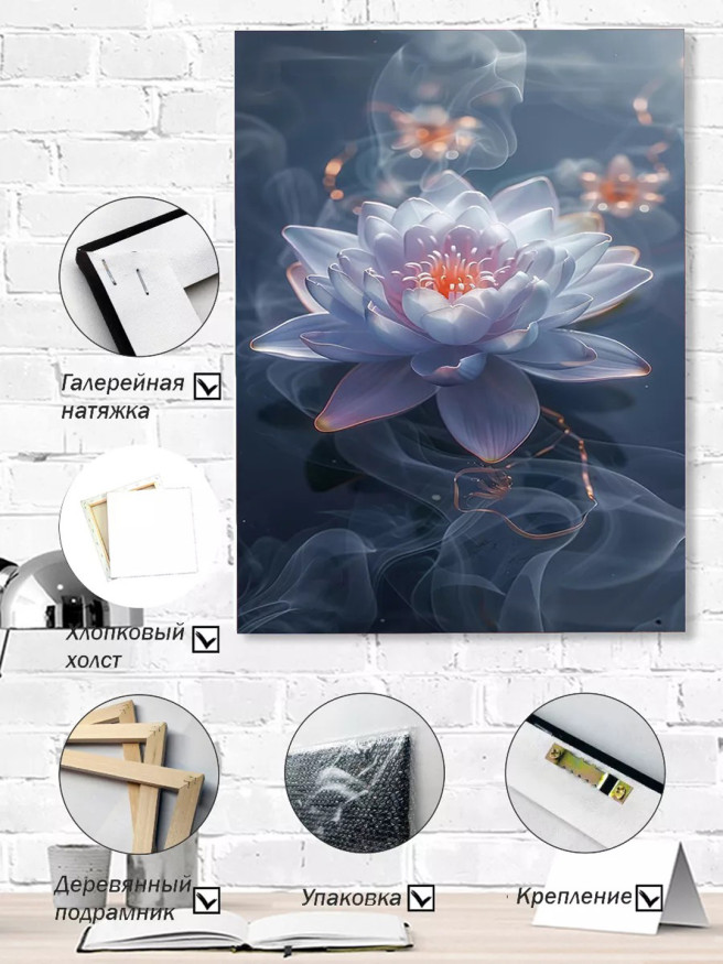 Holstga bosilgan poster &amp;quot;Tuman orasidagi lotus&amp;quot;