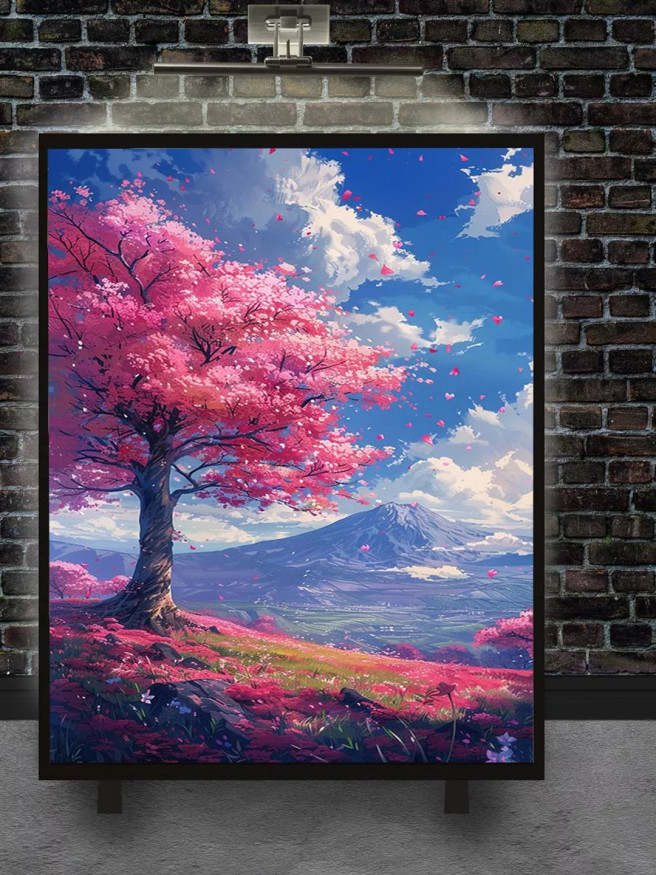 Постер на холсте &amp;quot;Сакура у подножия Фудзи&amp;quot;