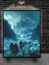 Holstga bosilgan poster "Muzli qal’aga yurish"