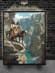 Holstga bosilgan poster "Qoyalardagi otliqlar"