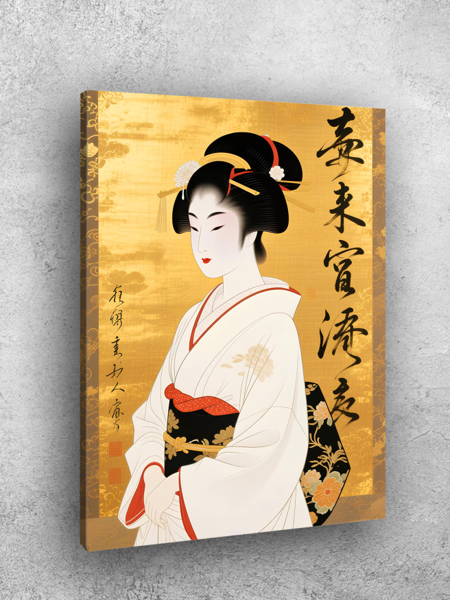 Постер на холсте &amp;quot;Гейша на золотом фоне&amp;quot;
